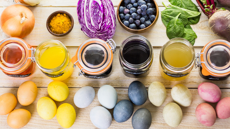 Different colors of plants turned into food dye for eggs