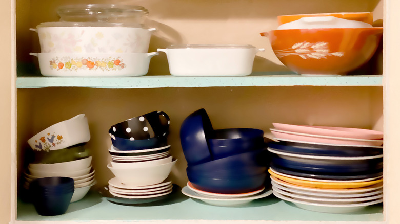 Stacks of vintage dishes