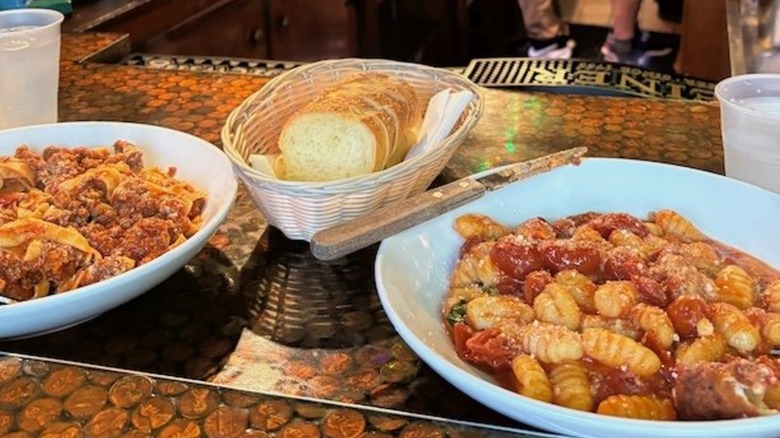 Pasta and bread at the bar at Murph's Bar
