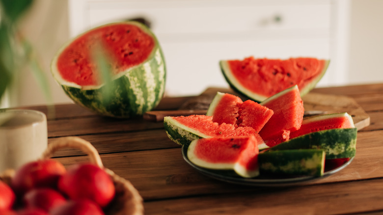 Sliced watermelons