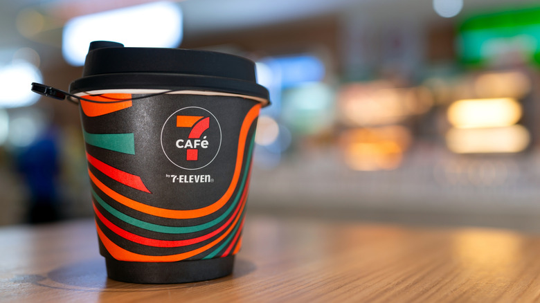 To-go coffee in a cup from 7-Eleven