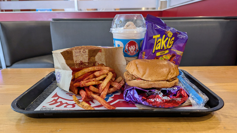 Wendy's Takis Fuego chicken sandwich and fries