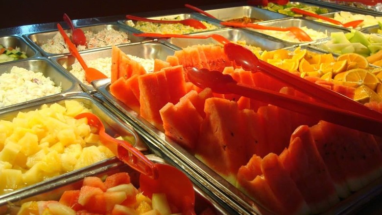 Trays of fruits at China Buffet