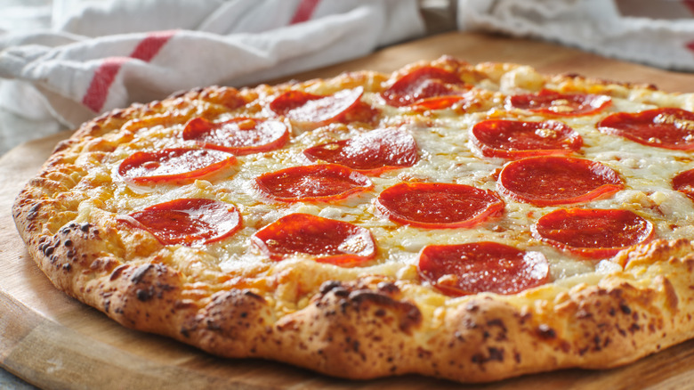 Pepperoni pizza cooked from frozen