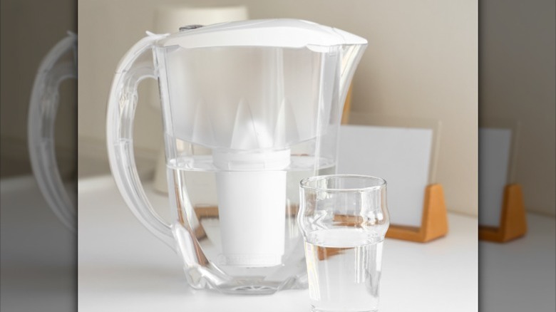 Filtered water in pitcher and glass