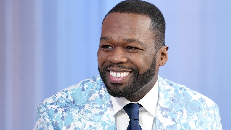 50 Cent smiling on TV
