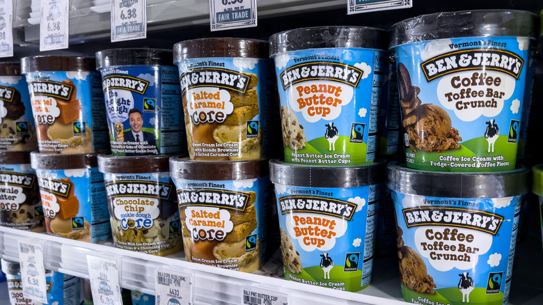 grocery store display with Ben & Jerry's ice cream