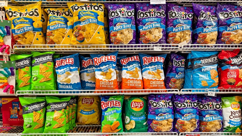 grocery store display with variety of Frito-Lay chips