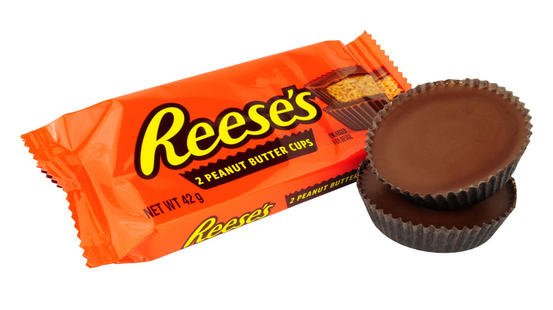 Reese's Peanut Butter Cups package by unwrapped two cups