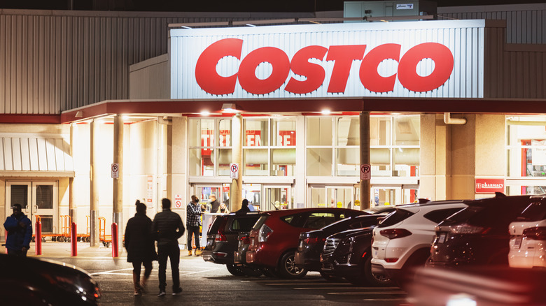 A Costco from the outside on a quiet, dark night