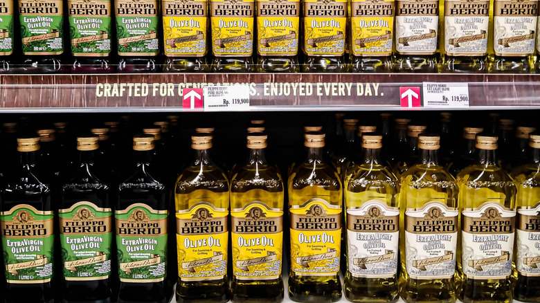Bottles of Filippo Berio oil