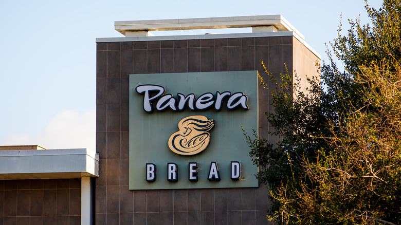 Panera Bread logo on the exterior of the restaurant