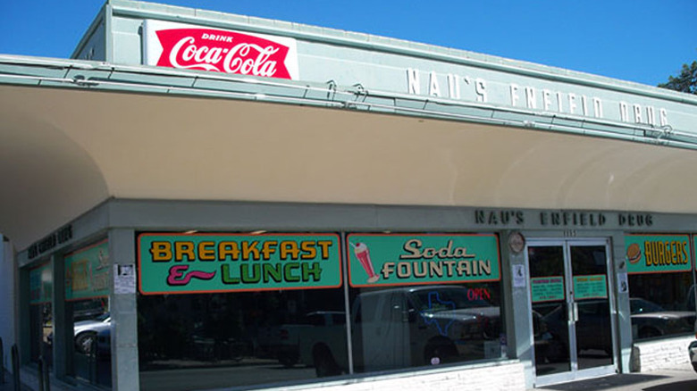 Exterior shot of Nau's Enfield Drug
