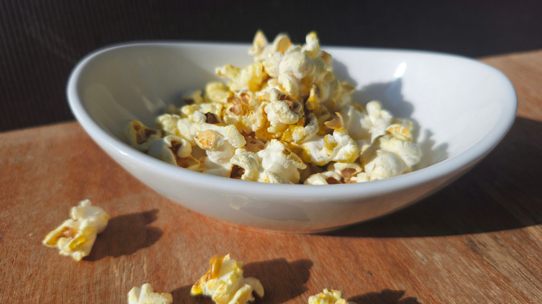 bowl of popcorn popped