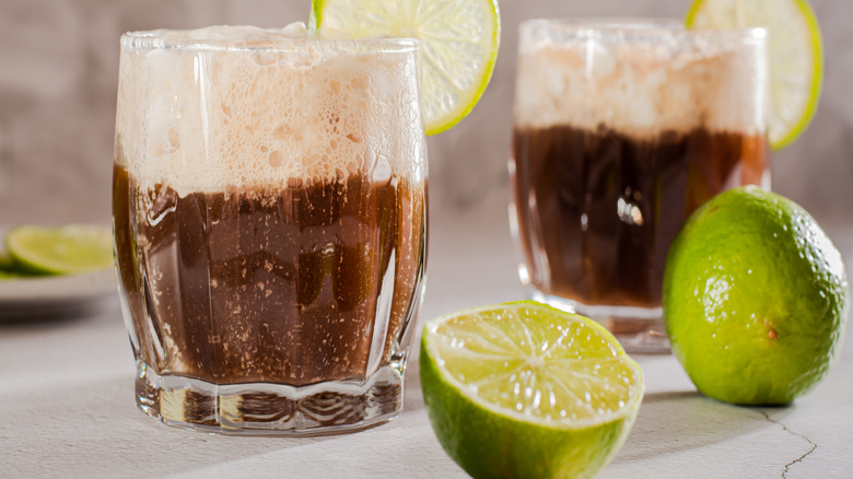 dirty sodas with cream and lime
