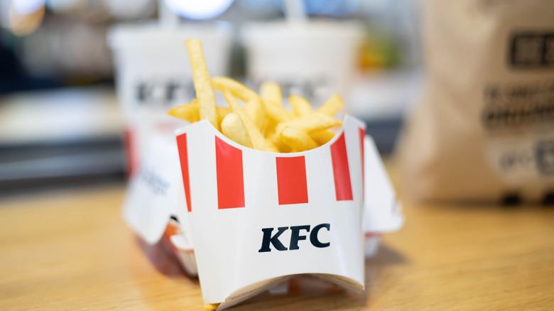 KFC fried on wooden table