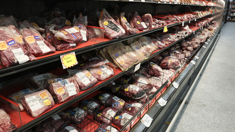 The beef aisle of a supermarket