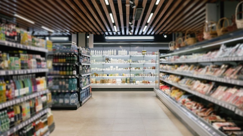 The aisle of a supermarket.