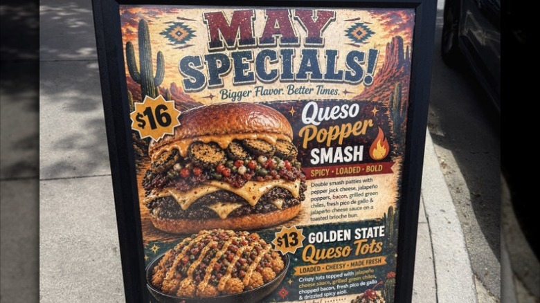 An advertisement for a burger restaurant made using artificial intelligence.