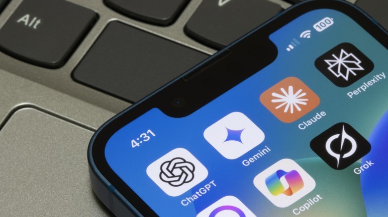 Various AI apps on a phone.