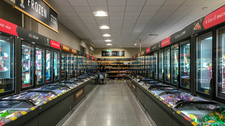 Freezer section at Aldi grocery store