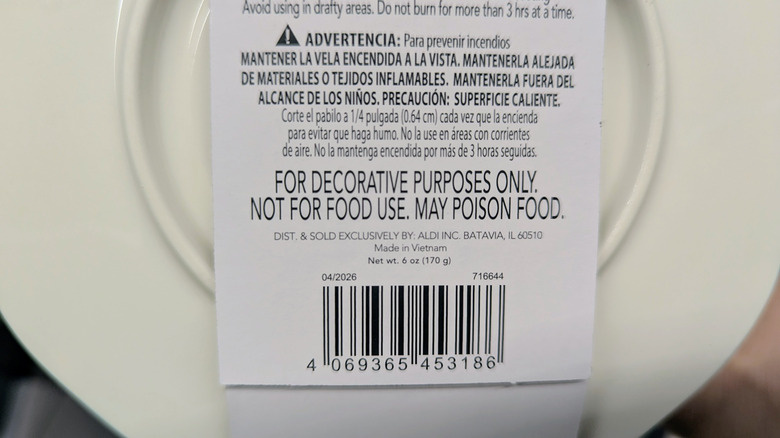 The bottom of a tea cup candle from Aldi.