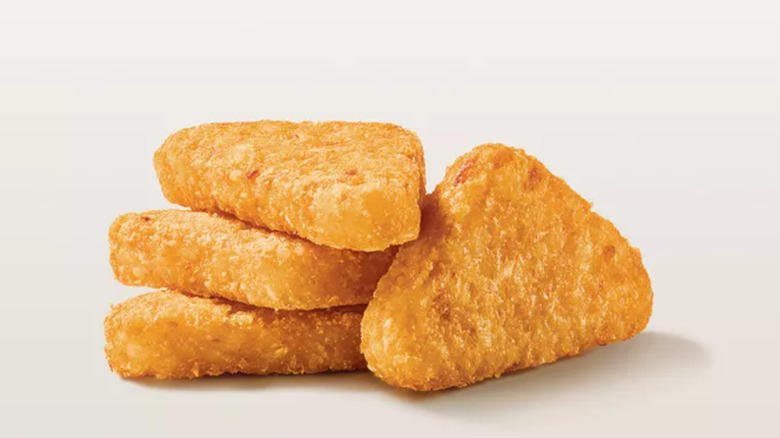 Arby's potato cakes on white background