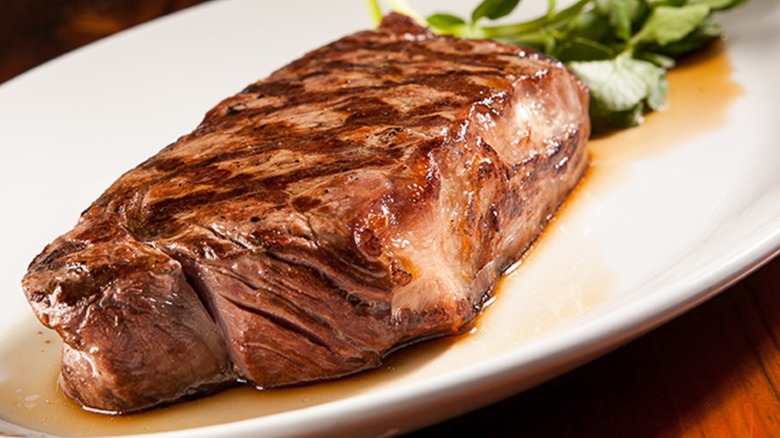 steak on a white plate at The Stockyard restaurant