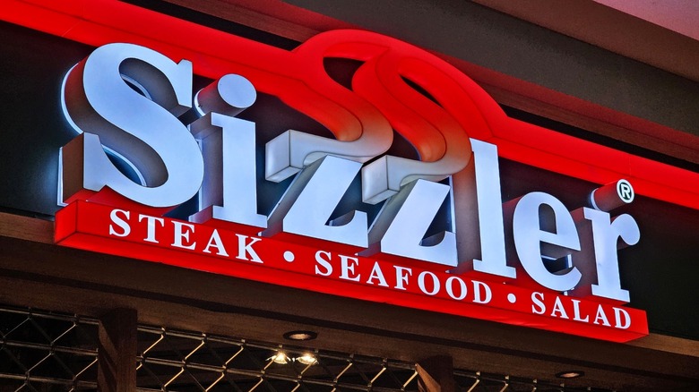 Logo outside Sizzler restaurant