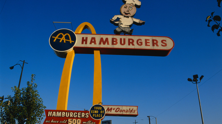 A vintage McDonald's road sign