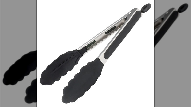 Costco's Winco 9-inch non-slip locking tongs on a white background.