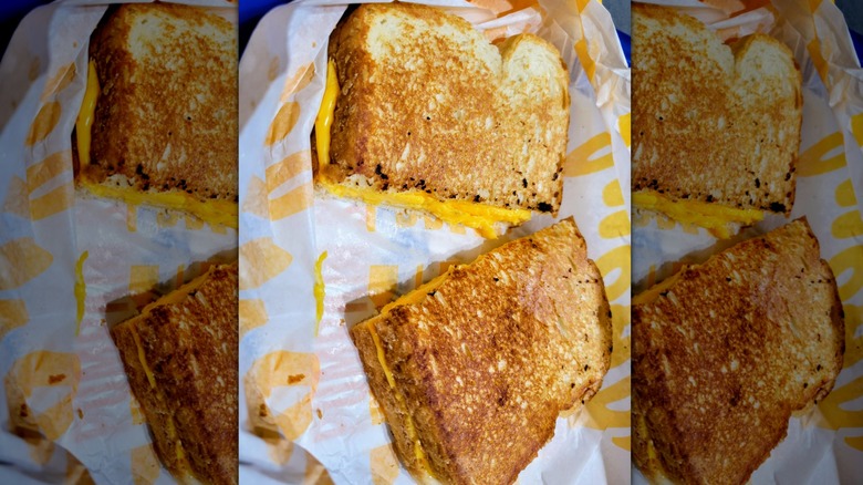 Top view of halved grilled cheese sandwich from Culver's