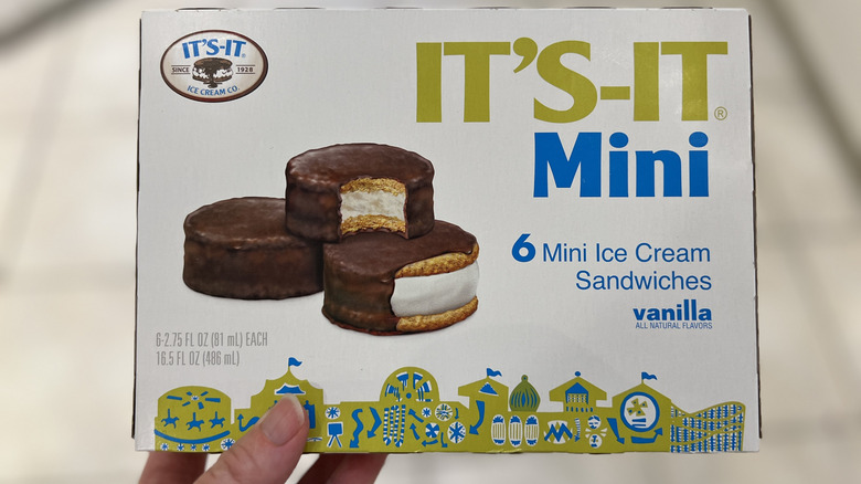 A box of It's-It Mini ice cream sandwiches in vanilla