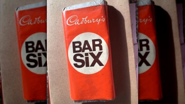 A wrapped bar of Cadbury's Bar Six.