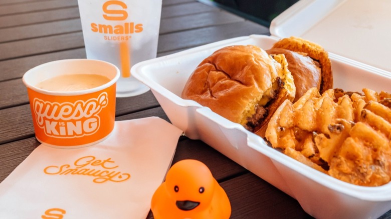 Food and a beverage from Smalls Sliders