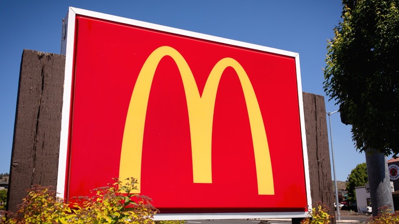 A large sign displaying the McDonald's logo.
