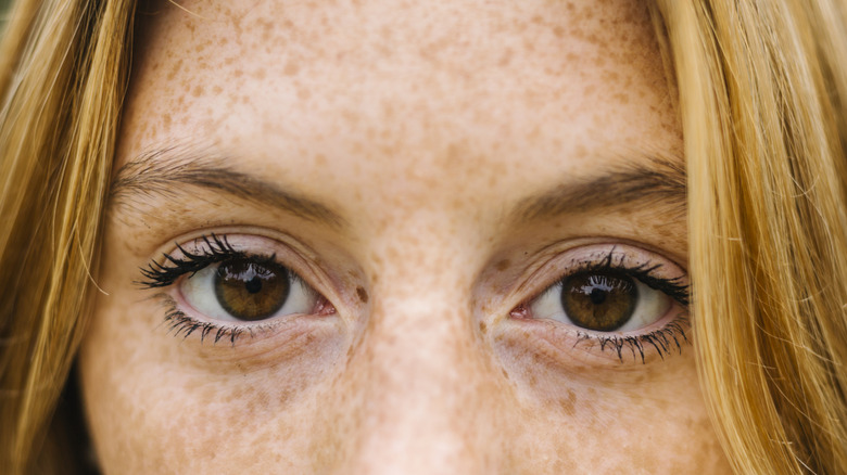 Close up image of a woman staring into the camera