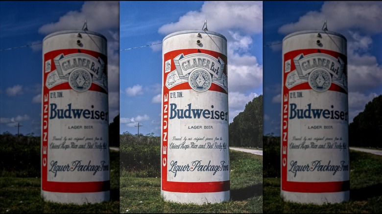 A giant replica Budweiser can, day