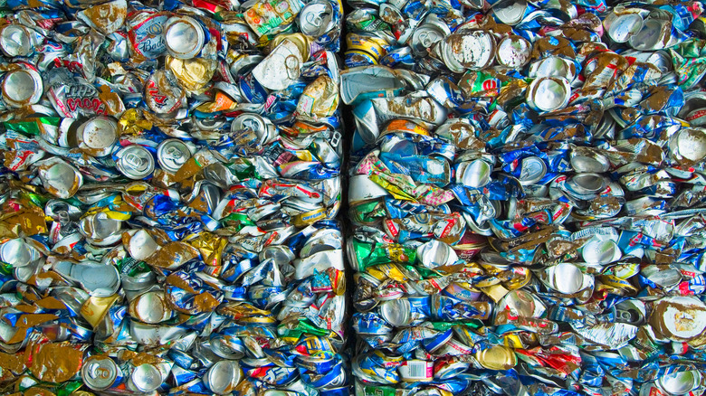 Crushed empty cans of beer