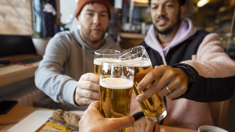 Men cheersing their glasses of beer