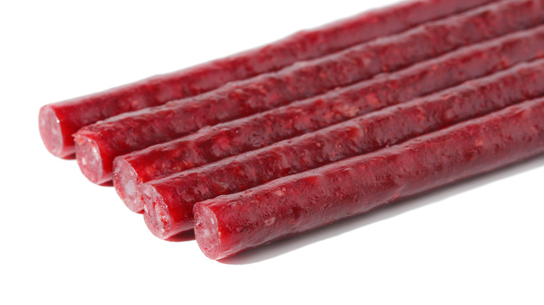 meat sticks on white background