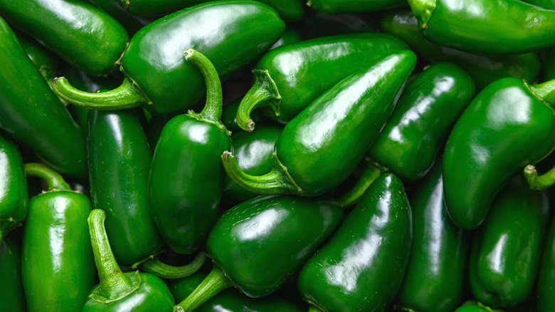 A heap of jalapeño peppers.
