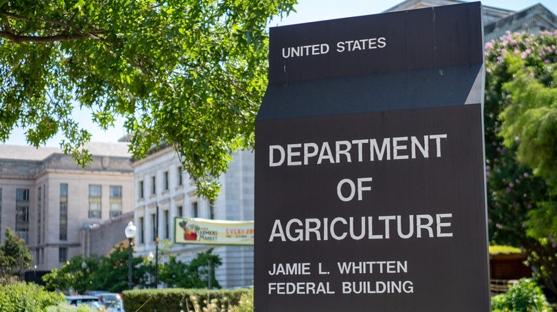 United States Department of Agriculture Jamie L. Whitten federal building entrance sign.