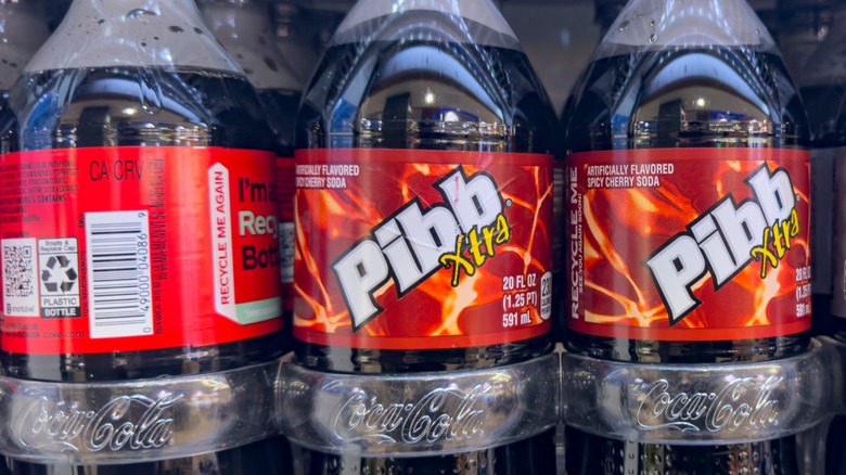 Bottles of Mr. Pibb Xtra on a store shelf