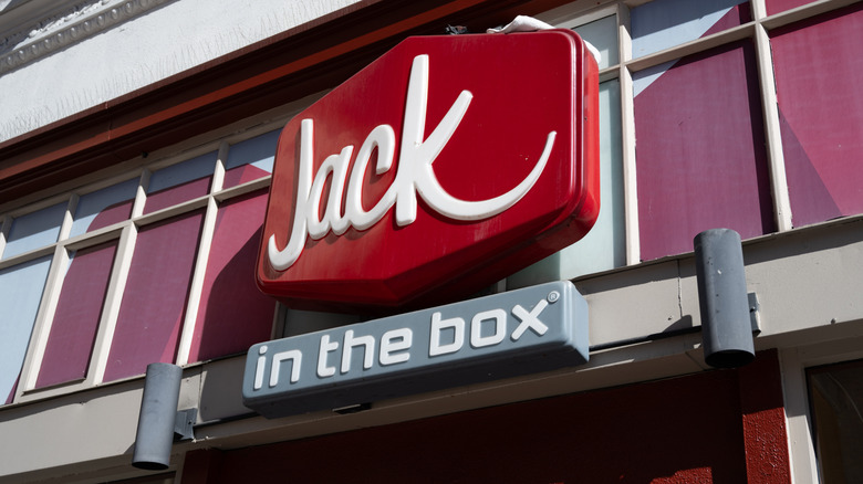 The signage above a Jack in the Box location during the daytime