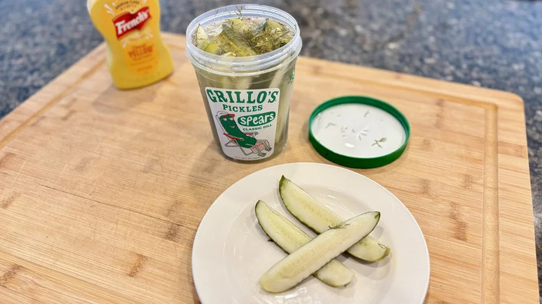 grillo's pickles on plate