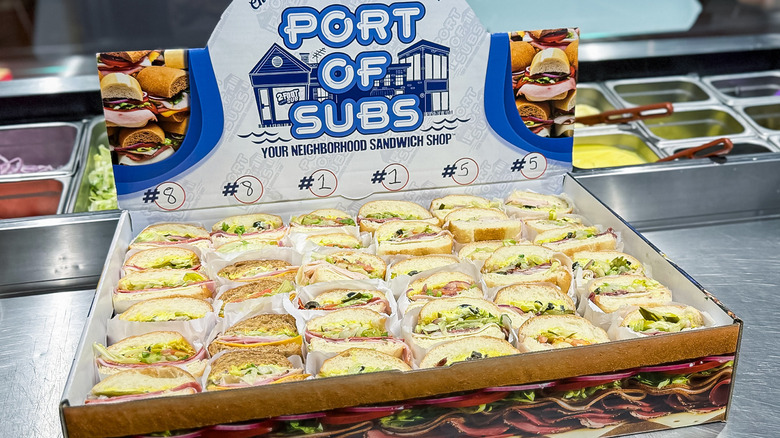 Open box of Port of Subs 9-foot sub variety box