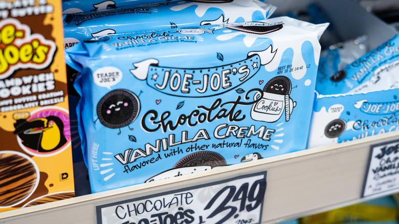 Joe-Joe's cookie packages on store shelf
