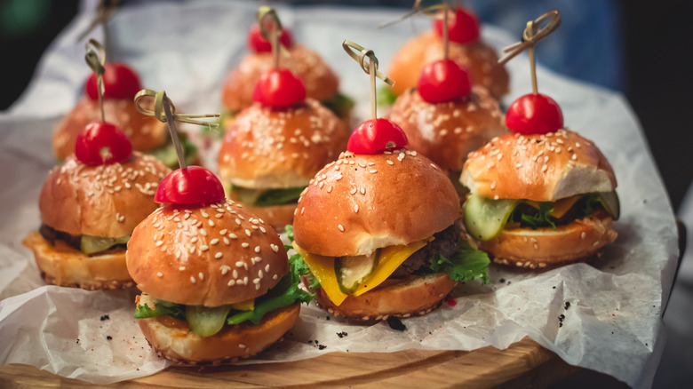 Burger sliders on a tray