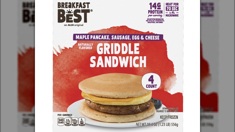 Package of Aldi's Breakfast Best Griddle Sandwiches